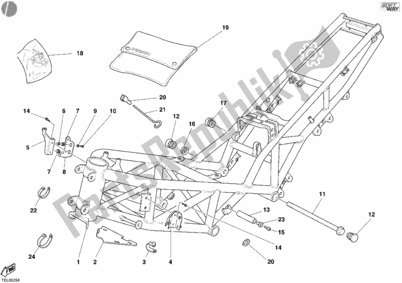 All parts for the Frame of the Ducati Sport ST3 USA 1000 2005